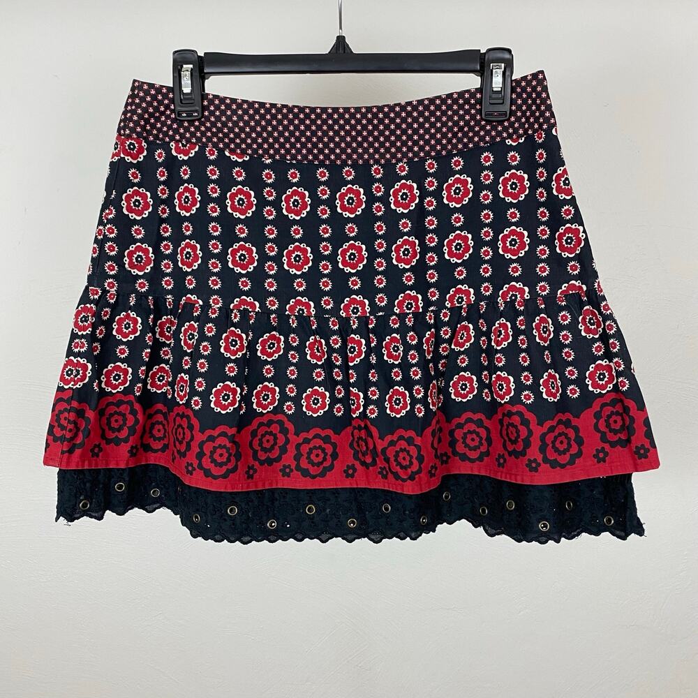 Free People Bouquet Floral Skirt - Black/Red - Size 4